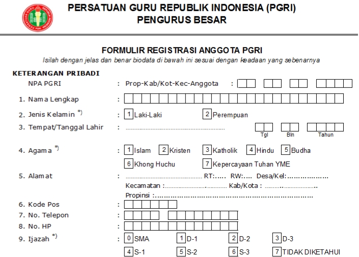 Pendaftaran PGRI Malinau - Persatuan Guru Republik Indonesia Cabang Malinau